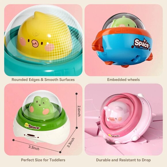 Press & Go UFO Toy Cars Animal Friction Powered Pull Back Cars Baby/Toddlers, 6M - Picture 5 of 6